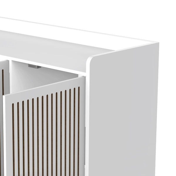 English Elm Multi-functional Shoe Cabinet with Adjustable Shelves, Stool & Retractable Toe-Kick Drawer, White Storage Organizer with Sturdy Top for Entryway and Hallway W3383P361254