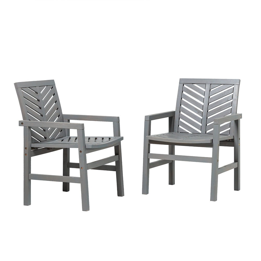 English Elm Walker Edison - Modern Acacia 2-Piece Chevron Patio Chairs Gray Wash - Durable Outdoor Set, Aged Stain Finish, Easy AASB, Teak Care Tips Included B185P169349