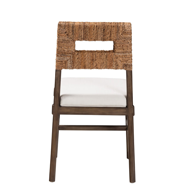 English Elm Bohemian Handwoven Kubu Rattan Mahogany Wood Dining Chair Organic Eclectic Style B2750P467643