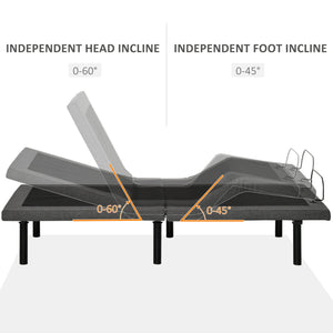 English Elm HOMCOM Twin XL Power Adjustable Bed Frame — Zero Gravity Memory Positions, Wireless Remote, 440lb Capacity W2225P229653