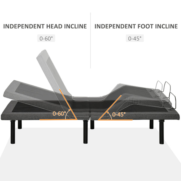 English Elm HOMCOM Twin XL Power Adjustable Bed Frame — Zero Gravity Memory Positions, Wireless Remote, 440lb Capacity W2225P229653