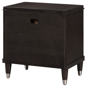 English Elm Niguel Brown 2-Drawer Nightstand with Felt-Lined Top Drawer, Modern Metallic Accents, Spacious Wood Storage, 27"H x 26"W Elegance B062P299914