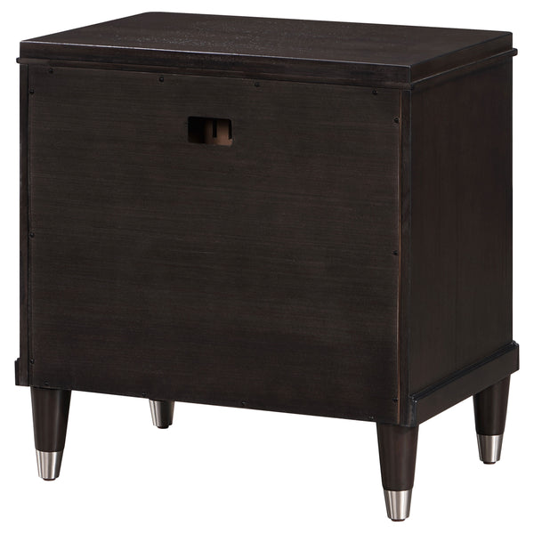 English Elm Niguel Brown 2-Drawer Nightstand with Felt-Lined Top Drawer, Modern Metallic Accents, Spacious Wood Storage, 27"H x 26"W Elegance B062P299914
