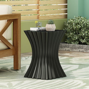 English Elm Outdoor Sculptural Wave Concrete Accent Table for Patio Pool Deck or Balcony N770P200248B