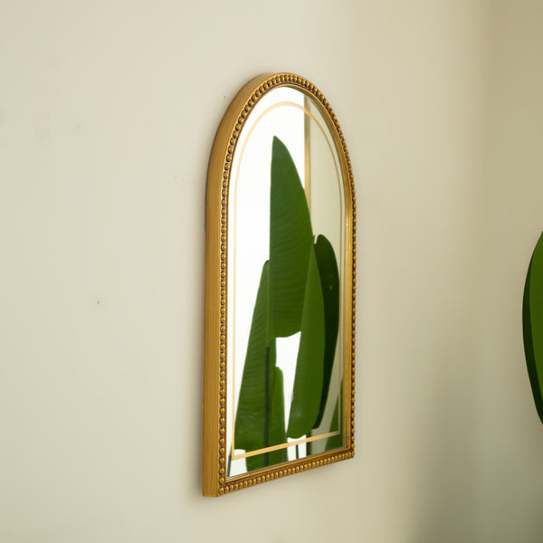 English Elm 20'' Avri Mirror - Golden Beaded Arch LED Vanity Mirror with 3 Color Temperatures for Stylish Rooms W2615P346499