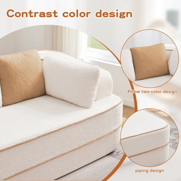 English Elm 106" Teddy Fabric No Assembly L-Shaped Sofa - Plush Comfort, Modular Design, Perfect For Living Room W714S01413