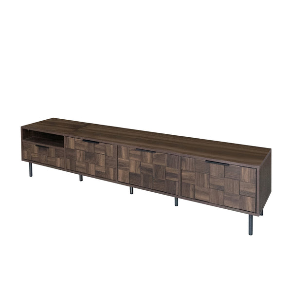 English Elm 78 Mid Century Modern TV Stand for 65–85" TVs with 3 Soft-Close Cabinets, Deep Drawer & Open Shelf (Walnut) N710P293264Q