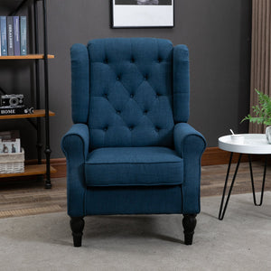 English Elm HOMCOM Button-Tufted Wingback Accent Chair with Deep Diamond Tufting, Thick Padded Seat & Eucalyptus Legs W2225P173916