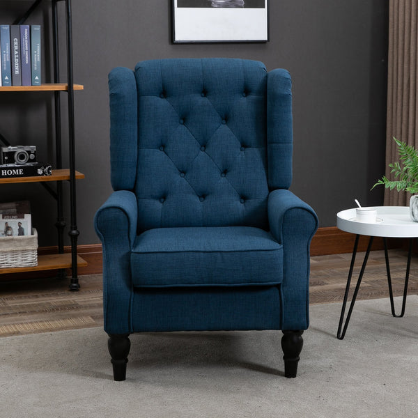 English Elm HOMCOM Button-Tufted Wingback Accent Chair with Deep Diamond Tufting, Thick Padded Seat & Eucalyptus Legs W2225P173916