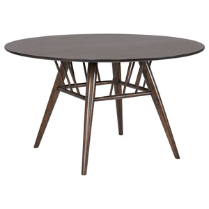 English Elm Shirley Sap Walnut Veneer Round Dining Table Seats Four with Tapered Legs B062S01491