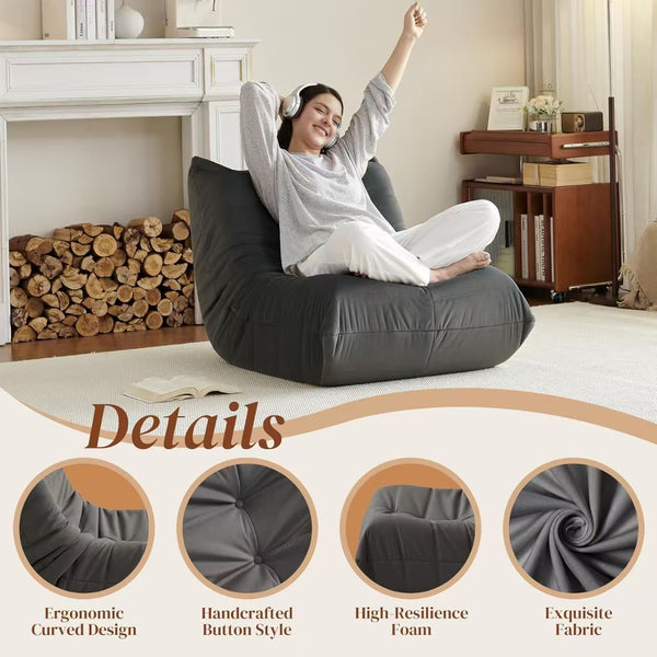 English Elm Luxury Plush Accent Chair with Button-Tufted Corduroy Cover and High-Density Memory Foam Comfort, Anti-Slip Base Gray W3955P388724
