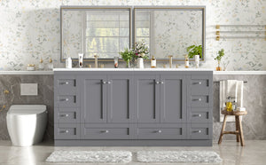 English Elm 72-inch Shaker Double Bathroom Vanity Gray Mdf with Resin Basins and Soft Close Storage N729P000030E