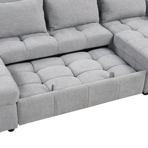 English Elm 101.2" Modular Chenille Sectional Sofa with Tufted Cushions and Deep Seating for Living Room N719S001750E