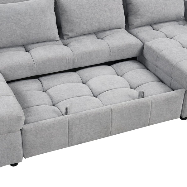 English Elm 101.2" Modular Chenille Sectional Sofa with Tufted Cushions and Deep Seating for Living Room N719S001750E