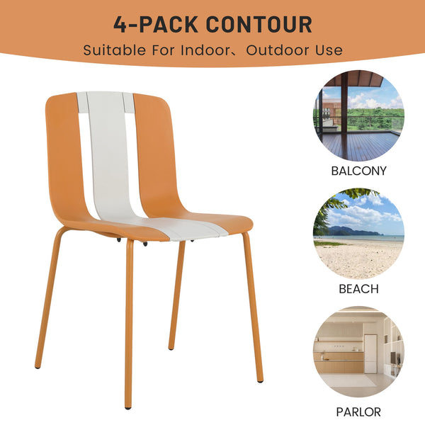 English Elm Holiday Stackable Polypropylene Side Chair Set of Four for Indoor Outdoor Dining Beige,Tropical Orange,White W3450P447383