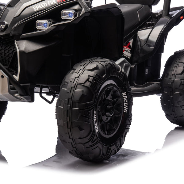 English Elm 24v Kids Electric Atv Xxxl Off-road Ride on with Remote Parental Control and Bluetooth Black W1578P228312