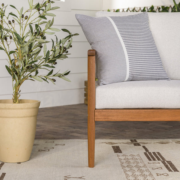 English Elm Walker Edison - Modern Outdoor Spindle Style Left Arm Sectional Brown - Eucalyptus Wood, Linen Cushions, Weather-Resistant, RTA B185P326698