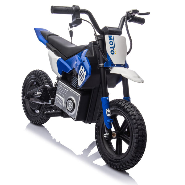 English Elm 24v Kids Electric Motocross Motorcycle 200w Hub Motor Suspension Led Bluetooth Audio Blue W1578P225048