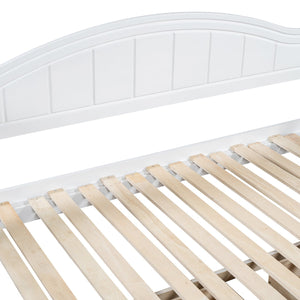 English Elm Wooden Twin Daybed with Trundle and Two Storage Drawers, Solid MDF Frame, Guardrails for Safety and Style White 43.5 L x 24.75 W x 6 H N733S173459K