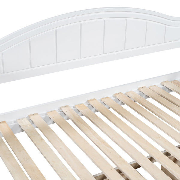 English Elm Wooden Twin Daybed with Trundle and Two Storage Drawers, Solid MDF Frame, Guardrails for Safety and Style White 43.5 L x 24.75 W x 6 H N733S173459K