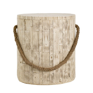 English Elm Outdoor Mgo Cylindrical Side Table Whitewashed Rustic Coastal Farmhouse Accent N765P382583W