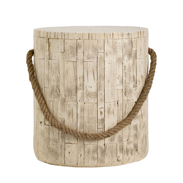 English Elm Outdoor Mgo Cylindrical Side Table Whitewashed Rustic Coastal Farmhouse Accent N765P382583W
