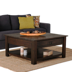 English Elm Monroe Square Coffee Table - Handcrafted Distressed Charcoal Brown With Storage & Rustic Charm B136P158950