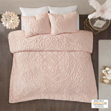 Madison Park Laetitia Shabby Chic 3-Piece Tufted Cotton Chenille Medallion Duvet Cover Set MP12-5980 Blush