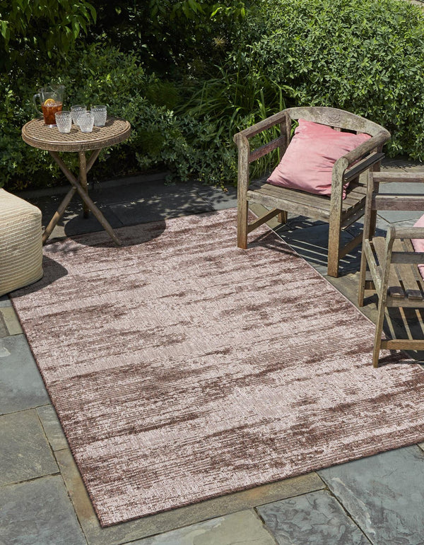 Unique Loom Outdoor Modern Cartago Machine Made Abstract Rug Brown, Ivory 7' 10" x 11' 0"
