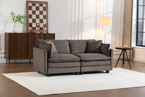 English Elm Modern Chenille Sectional Sofa with Chaise Lounge Solid Wood Frame Living Room Seating Antique Grey W2530P463107