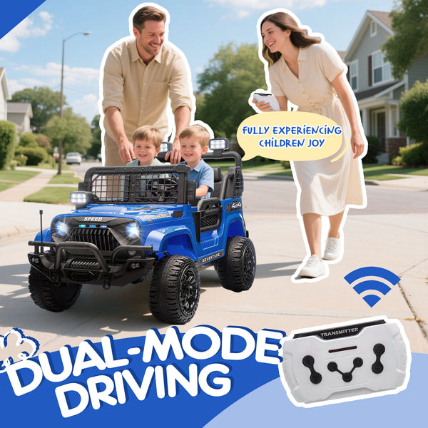 English Elm 24v Two-seat Kids Electric Ride on Truck with Parental Remote and Off-road Suspension W1578P375446