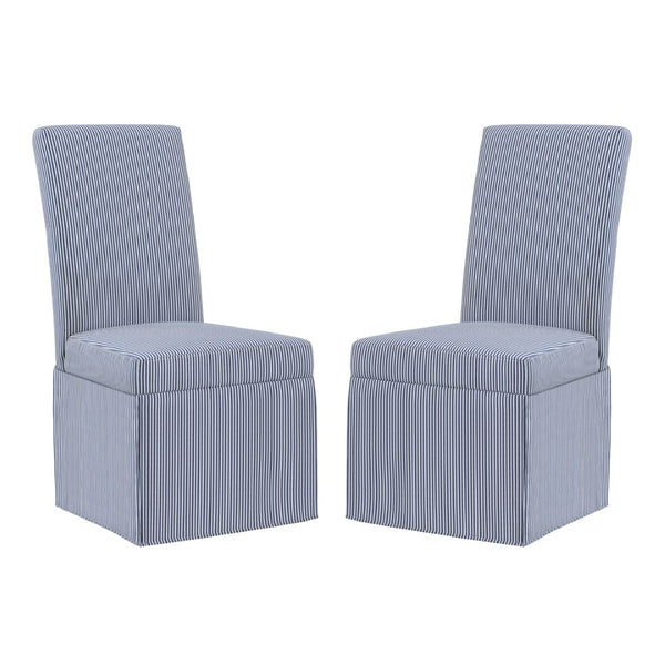 OSP Home Furnishings Adalynn Slipcover Dining Chair  - Set of 2 Navy Stripe