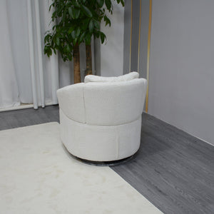 English Elm Modern 360 Degree Swivel Sofa Chair - Beige Velvet Accent, High-Back, Solid Wood Frame, 350lb Capacity W1183P254690