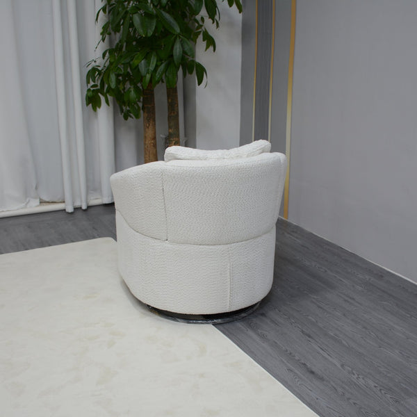 English Elm Modern 360 Degree Swivel Sofa Chair - Beige Velvet Accent, High-Back, Solid Wood Frame, 350lb Capacity W1183P254690