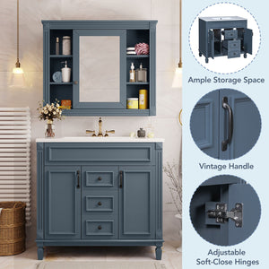 English Elm 36'' Modern Bathroom Vanity With Black Ceramic Sink, Soft-Closing Doors & Drawers, Stylish Storage N710P230231C
