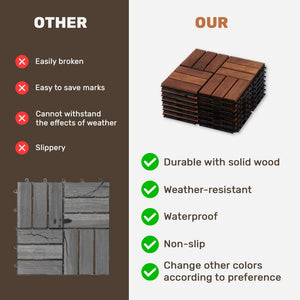 English Elm Acacia Wood Interlocking Deck Tiles, 30 Pcs 12" X 12" Durable Outdoor Flooring For Patios & Pools W2391P272587