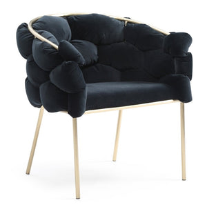 VIG Furniture Debra Plush Black Velvet Dining Chair With Brushed Brass Frame, Quilted Hex Detail, Fully Assembled VGVCB202A
