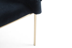 VIG Furniture Debra Plush Black Velvet Dining Chair With Brushed Brass Frame, Quilted Hex Detail, Fully Assembled VGVCB202A