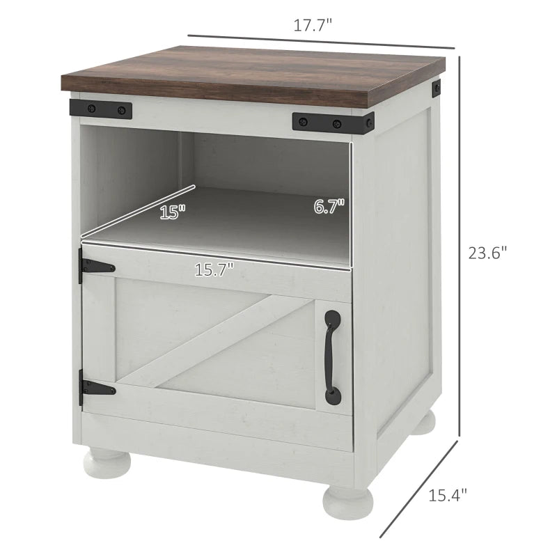 English Elm Small Gray Farmhouse Cabinet with Open Shelf Cupboard for Bedroom or Entryway T3971P469579