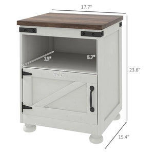 English Elm Small Gray Farmhouse Cabinet with Open Shelf Cupboard for Bedroom or Entryway T3971P469579
