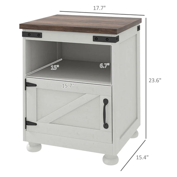 English Elm Small Gray Farmhouse Cabinet with Open Shelf Cupboard for Bedroom or Entryway T3971P469579
