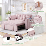 English Elm 58" 4-1 Multi-Functional Sofa Bed With Cup Holder and Usb Port For Living Room Or Apartments Pink