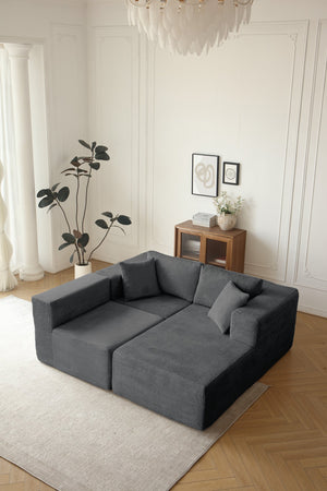 English Elm H613 Modular L Shaped Sectional Sofa Mid-century Grey Upholstered 3 Seat Living Room W3191P277978