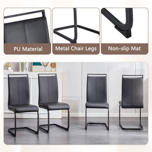 English Elm Table And Chair Set - Modern Black Wood Dining Table With 4 Ergonomic Pu Chairs & Stylish Legs W1151S04304-GIGA