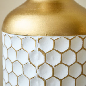 English Elm Floor Elegant 3-Piece Metal Vase Set - Modern Droplet Style In White And Gold For Stunning Decor W2796P290480