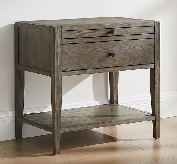 English Elm Sunveil 1-Drawer Nightstand with Pull-Out Tray and Open Shelf, Wood Construction, No Assembly Required Gray B050P362616