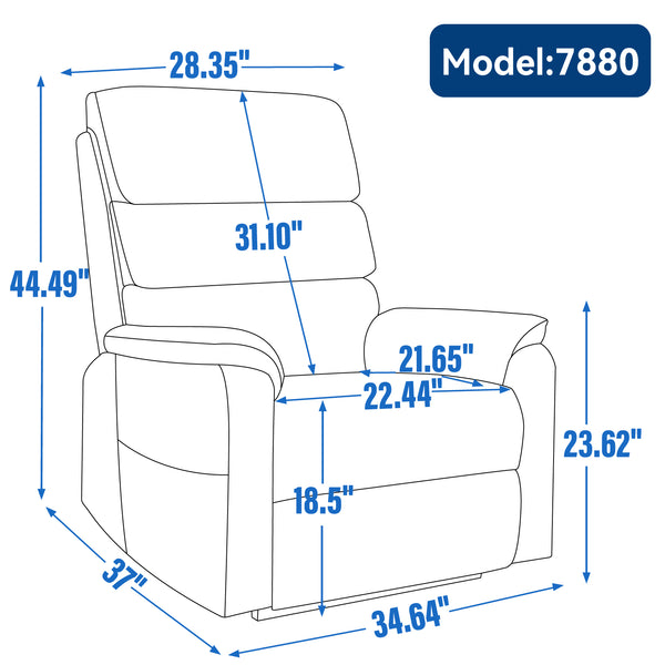 English Elm Dual Motor Power Lift Recliner with Massage Heat and 180 Degree Brown Lounge Chair Grey W1803S00062