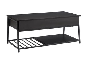English Elm Coffee Table Lift Top Rectangular with Hidden Storage Black Metal Base Modern Living Room B2710P461747