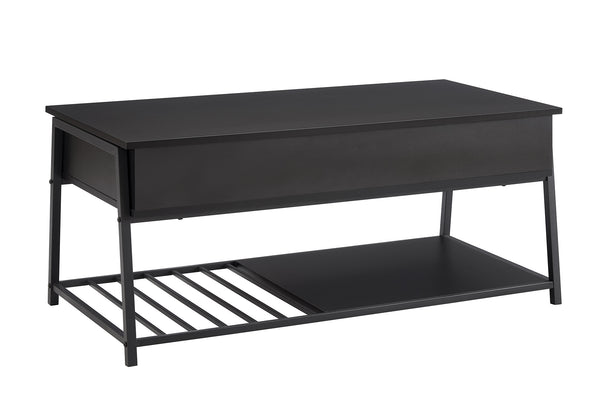 English Elm Coffee Table Lift Top Rectangular with Hidden Storage Black Metal Base Modern Living Room B2710P461747