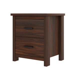 English Elm 4PCS Queen Bedroom Set with Storage Headboard & Built‑In Charging Station, 2 Nightstands, Dresser Walnut 54.25 L x 18.75 W x 9.25 H N733S307937W